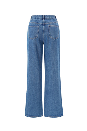 Coton Tissé Femmes Pantalon Droit Jean Broderie Cœur Décontracté h5 Image10