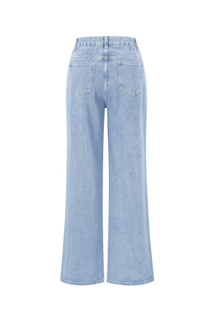 Coton Tissé Femmes Pantalon Droit Jean Broderie Cœur Décontracté h5 Image12