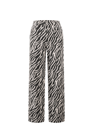 Tissu Coton Femmes Pantalon Droit Casual Rayures Zèbre h5 