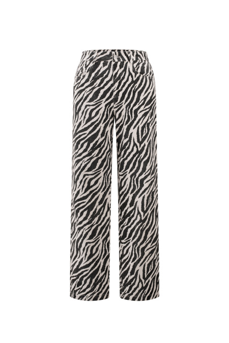 Tissu Coton Femmes Pantalon Droit Casual Rayures Zèbre 2