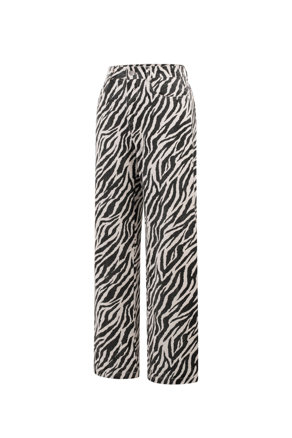 Tissu Coton Femmes Pantalon Droit Casual Rayures Zèbre Image6
