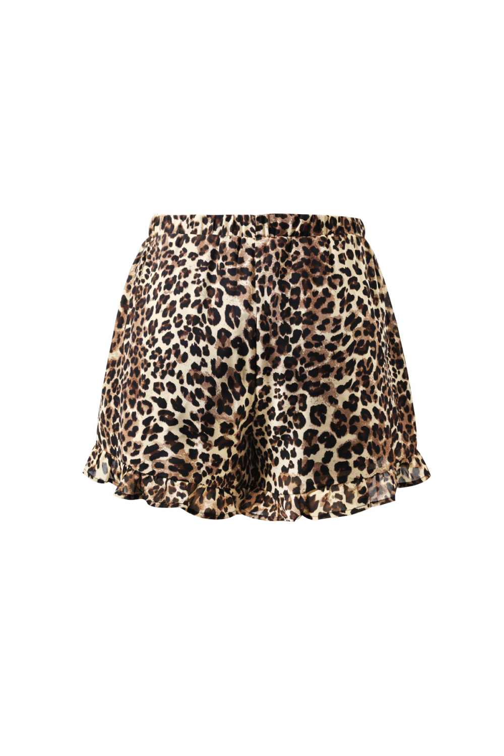 Shorts Femme À Imprimé Léopard, Taille Haute Avec Ourlet Volanté Image3