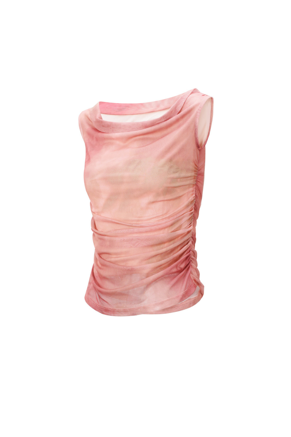 Tissu Polyester Haut Sans Manches Femme Transparent Couleur Unie Printemps/Été Image2