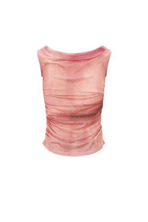 Tissu Polyester Haut Sans Manches Femme Transparent Couleur Unie Printemps/Été h5 Image3