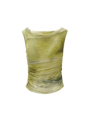 Tissu Polyester Haut Sans Manches Femme Transparent Couleur Unie Printemps/Été h5 Image12