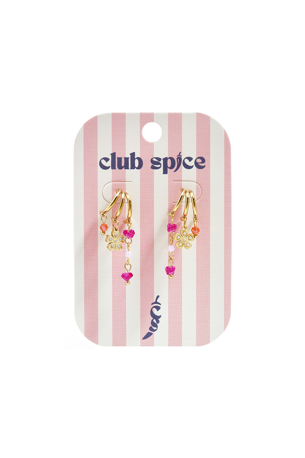 Boucles D'Oreilles Triples Avec Breloque Fleur Et Perles Image3