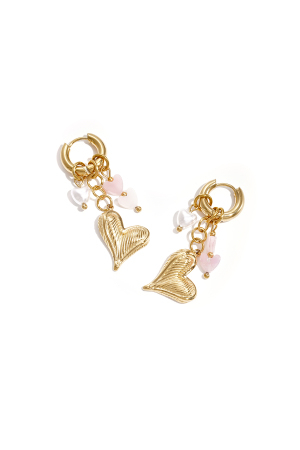 Boucles D'Oreilles Avec Perles Pendantes, Perle Et Cœur h5
