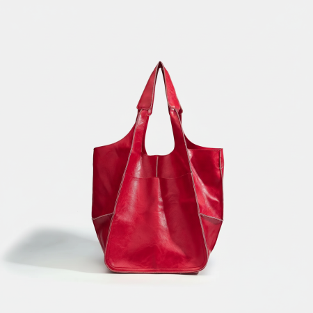 Sac fourre-tout minimaliste rétro uni en PU pour femme (1 pièce)