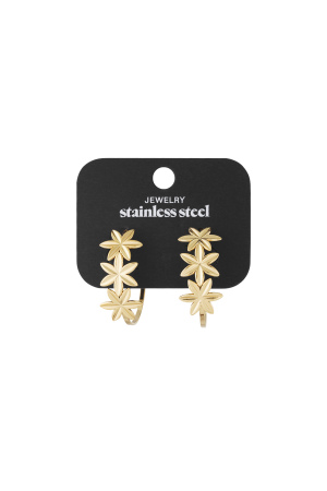 Boucles D'Oreilles Créoles Ornées De Fleurs h5 Image4