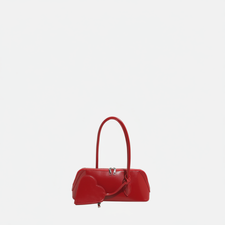 Sac À Bandoulière Simple Et Élégant En Pu Pour Femme, Couleur Unie, Motif Cœur 2