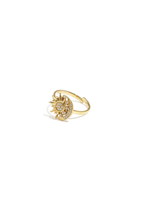 Bague ajustable avec pierre en forme de cœur et cœur