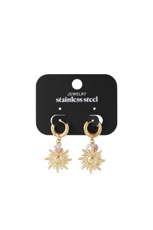 Boucles D'Oreilles Pendantes En Acier Inoxydable, Série Soleil/Lune, Décontractée, Simple Et Quotidienne, Bijoux Pour Femmes h5 Image4