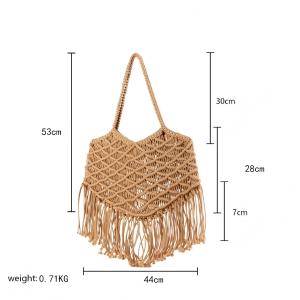 Sacs De Plage Classiques À Pompons En Coton Tissé Pour Femmes h5 Image6