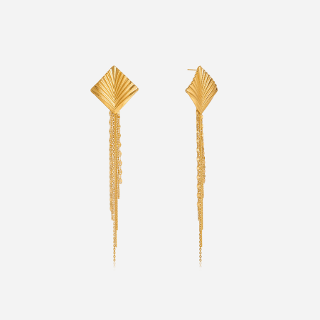Boucles d'oreilles pendantes pour femme, en acier inoxydable doré, avec pompon rectangulaire et imperméables.