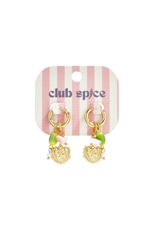 Boucles D'Oreilles Avec Pendentifs En Forme De Cœur Et De Perles Colorées h5 Image5