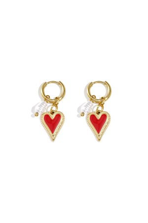 Boucles D'Oreilles Avec Cœur Pendant Et Perle h5 Image3