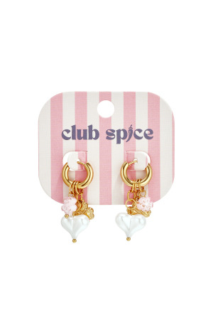 Boucles D'Oreilles Avec Pendentifs En Forme De Fleurs Et De Cœur h5 Image4