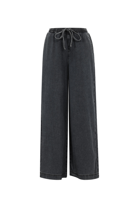Coton Tissé Pantalon Large Femme Style Sportif Couleur Unie 2