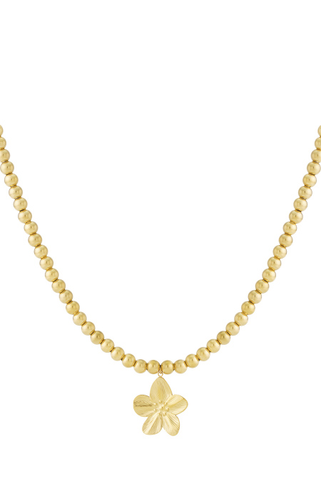 Collier de perles creuses de 8 mm avec une fleur