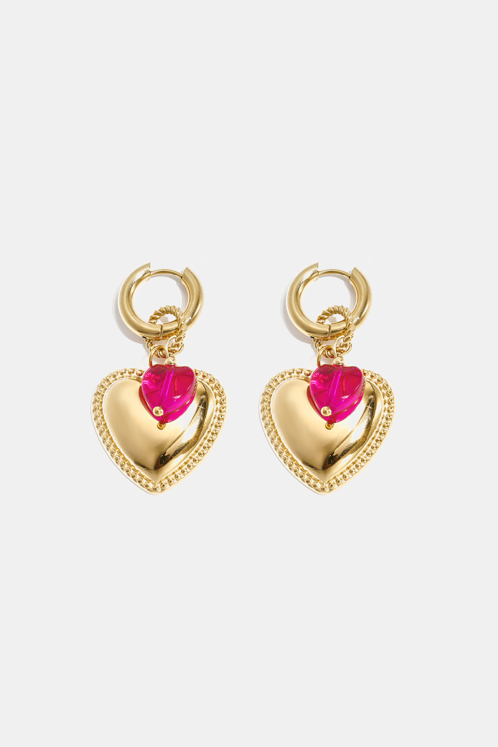 Boucles D'Oreilles Créoles Avec Pendentif Cœur Et Perle Sur Bague 