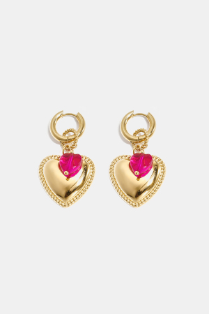 Boucles D'Oreilles Créoles Avec Pendentif Cœur Et Perle Sur Bague h5 