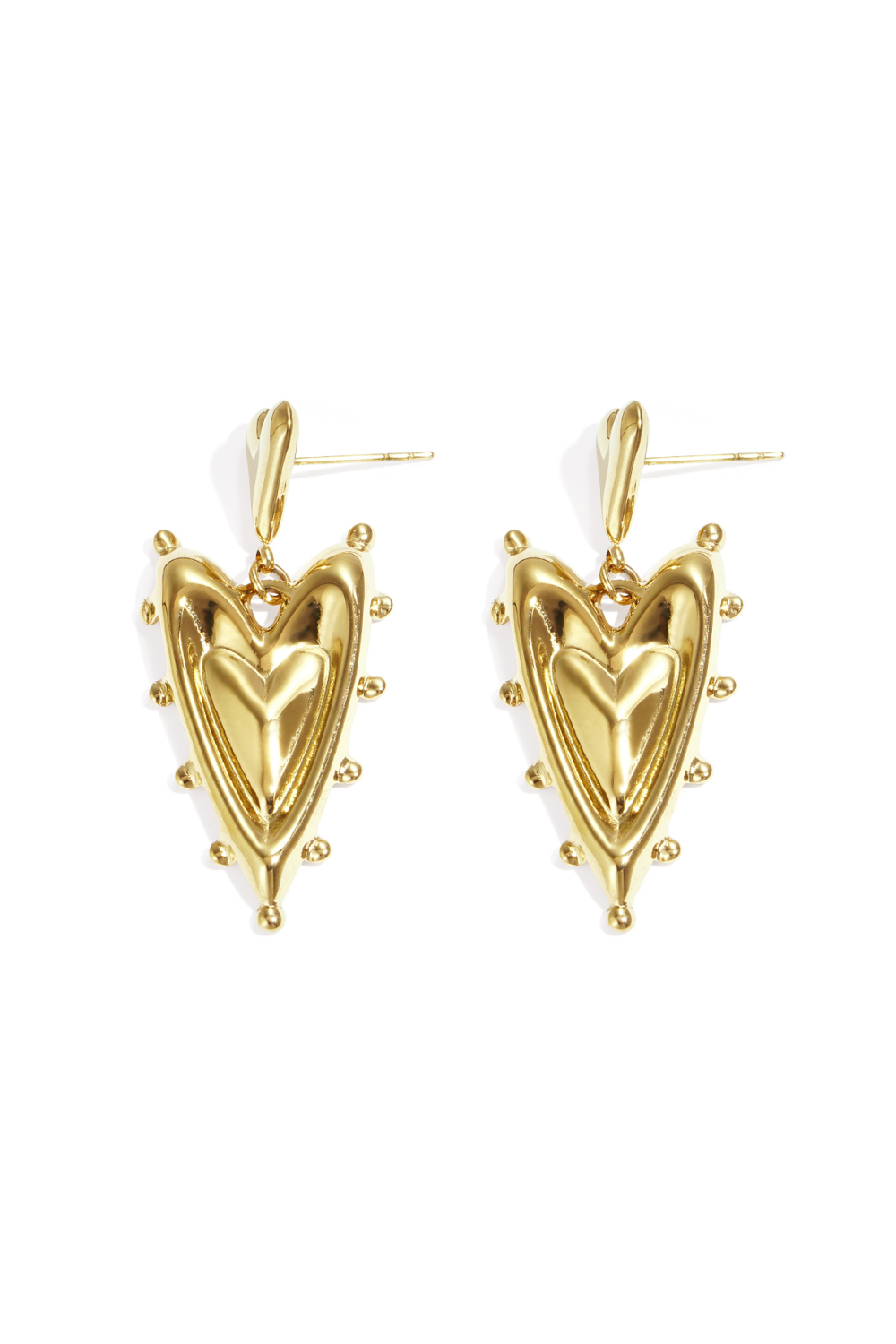 Boucles D'Oreilles Pendantes En Acier Inoxydable En Forme De Cœur, Collection Décontractée Et Simple Pour Femmes
