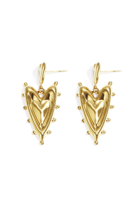 Boucles d'oreilles pendantes en acier inoxydable en forme de cœur, collection décontractée et simple pour femmes