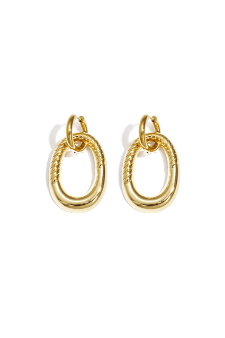 Boucles d'oreilles imposantes avec pendentif ovale détaillé