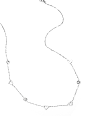 Collier Avec Breloques Coeur Et Diamants - Acier Inoxydable h5 