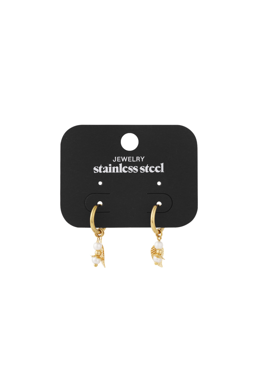 Boucles D'oreilles Feuilles Avec Perles - Doré h5Image5
