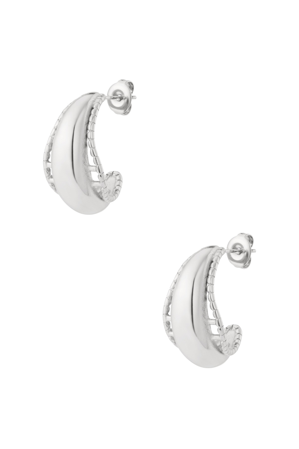 Boucles D'Oreilles Créoles Géométriques En Acier Inoxydable, Style Décontracté Et Quotidien h5Image3