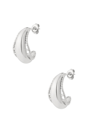 Boucles D'Oreilles Créoles Géométriques En Acier Inoxydable, Style Décontracté Et Quotidien h5 Image3