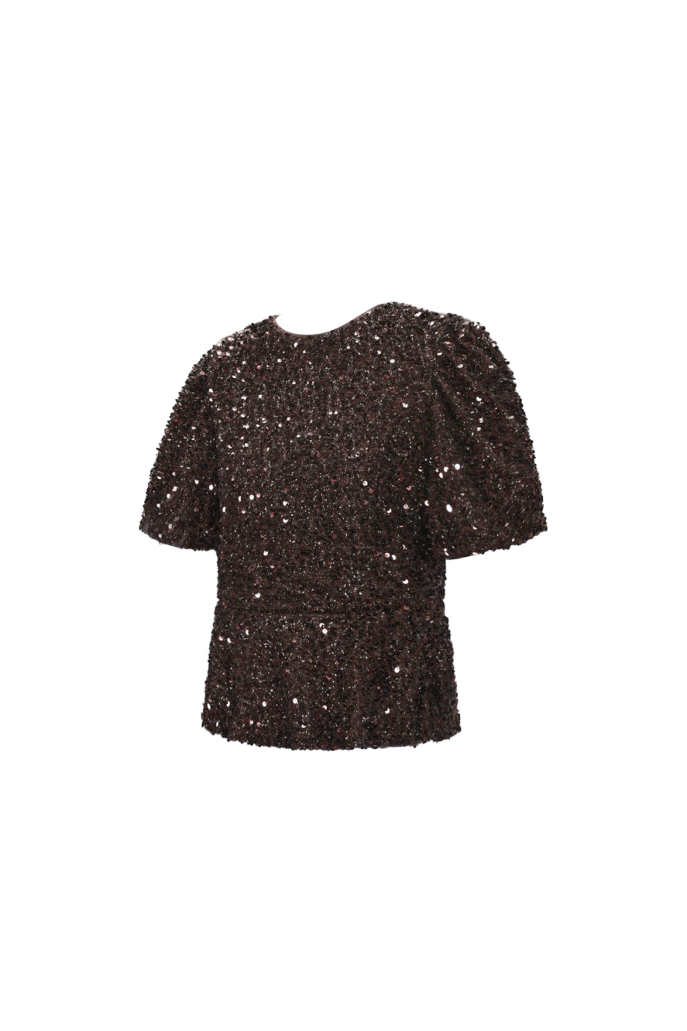 Tissu Polyester Fibre Femmes Tops Manches Courtes Élégant Paillettes h5Image2