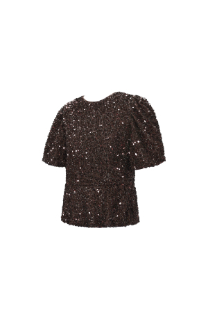 Tissu Polyester Fibre Femmes Tops Manches Courtes Élégant Paillettes h5 Image2