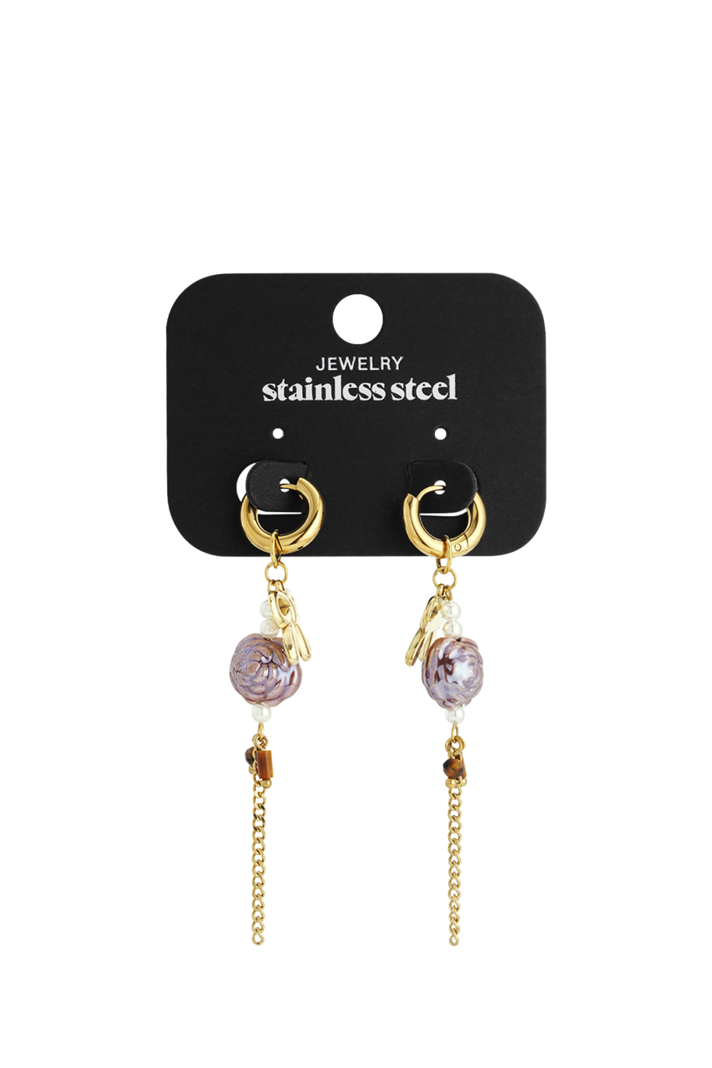 Boucles D'Oreilles Pendantes En Acier Inoxydable, Série Fleur, Décontractée, Simple Et Quotidienne, Bijoux Pour Femmes Image5