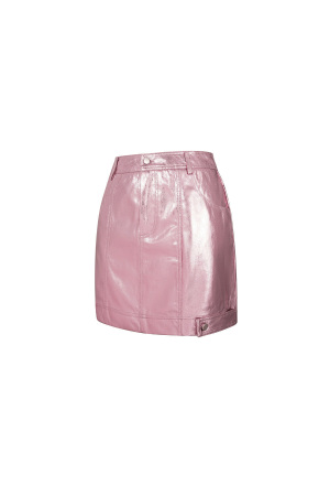 Jupe Mini En Pu Sexy Couleur Unie Printemps/Été h5 Image5
