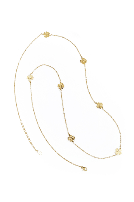 Collier long trèfle - doré