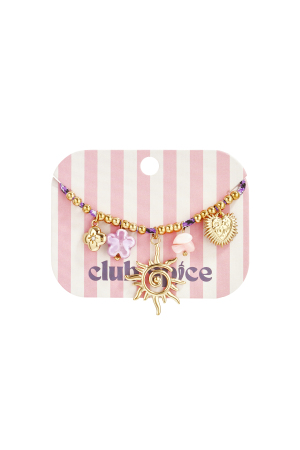 Bracelet En Cordon Coloré Avec Pendentifs De Différentes Couleurs Violet h5 Image4