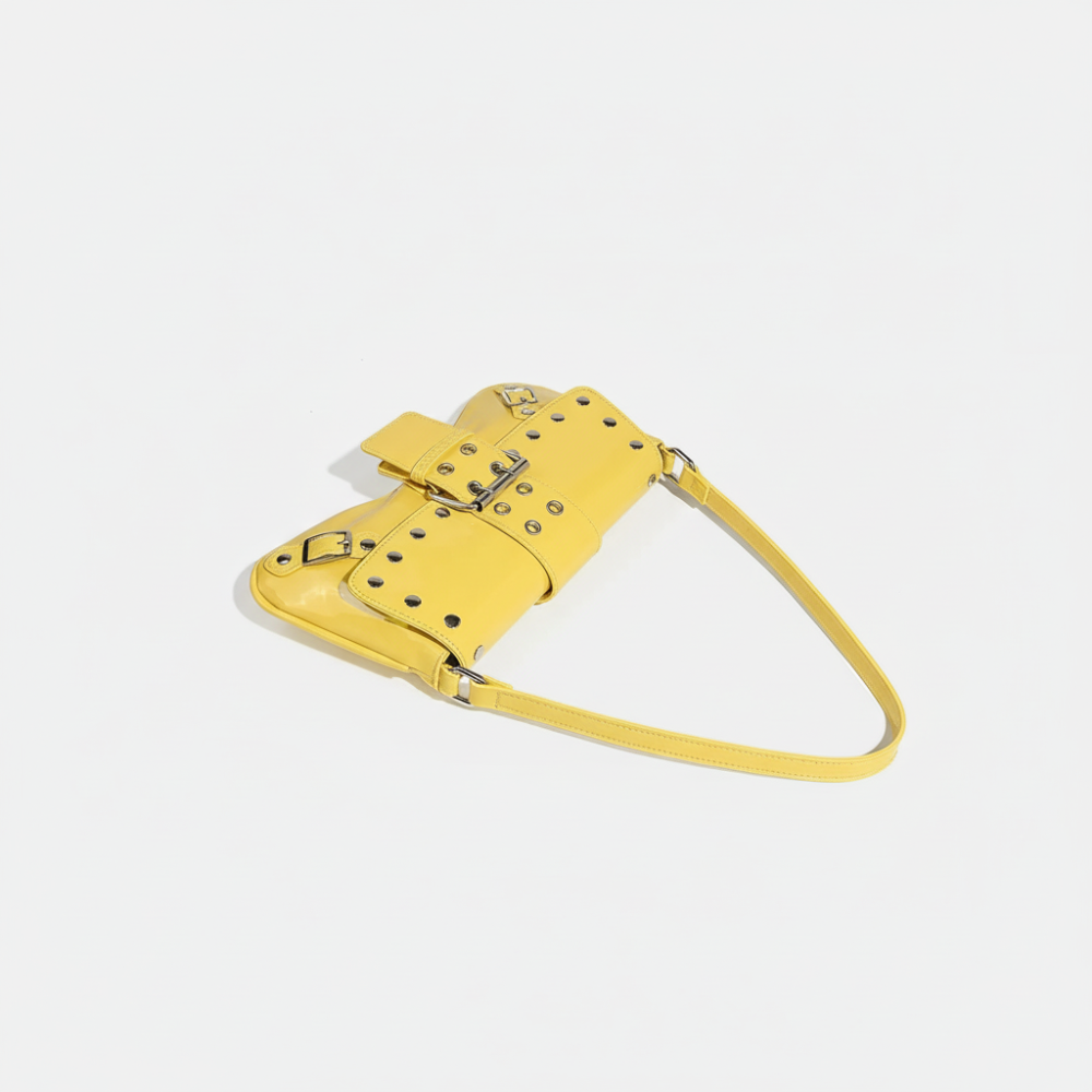 Sac À Bandoulière Pour Femme En Cuir À Rivets De Couleur Vive, 1 Pièce h5Image2