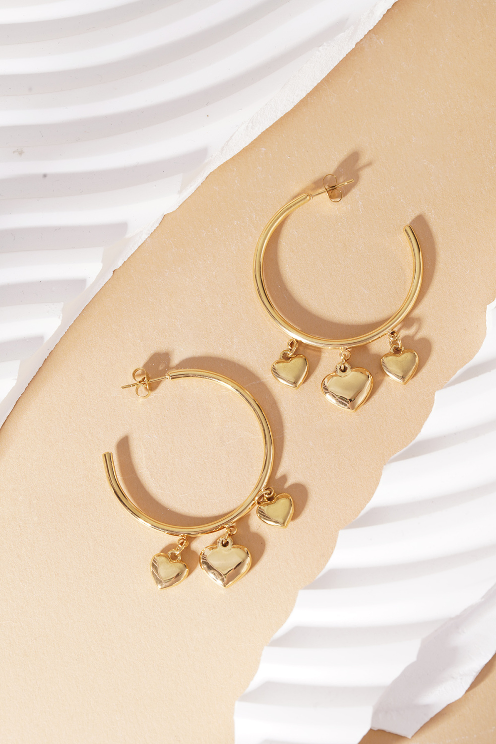 Boucles D'Oreilles Créoles En Forme De Cœur Image5