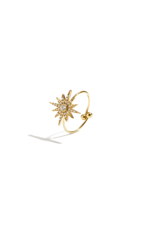 Bague Ajustable Ornée D'Une Étoile Filante Et De Pierres h5 