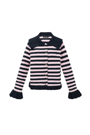 Cardigan Femme En Fibre De Polyester Tricotée Style Décontracté À Rayures h5 