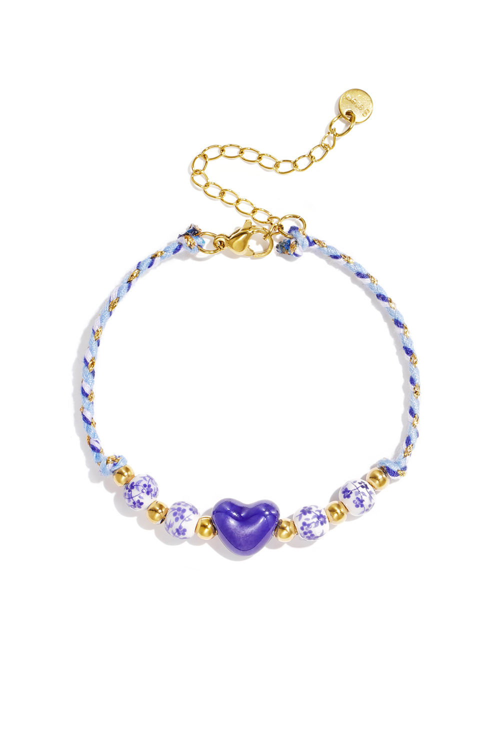 Bracelet Tressé Orné De Perles En Forme De Cœur. Image3