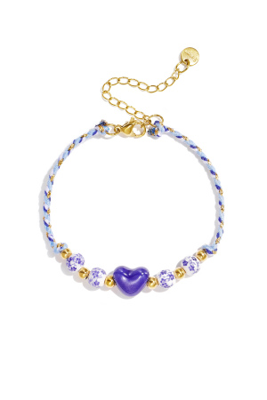 Bracelet Tressé Orné De Perles En Forme De Cœur. h5 Image3