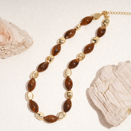 Collier de perles en résine de forme irrégulière rétro 1 pièce