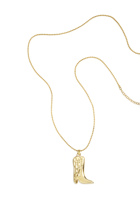 Long collier avec botte de cowboy