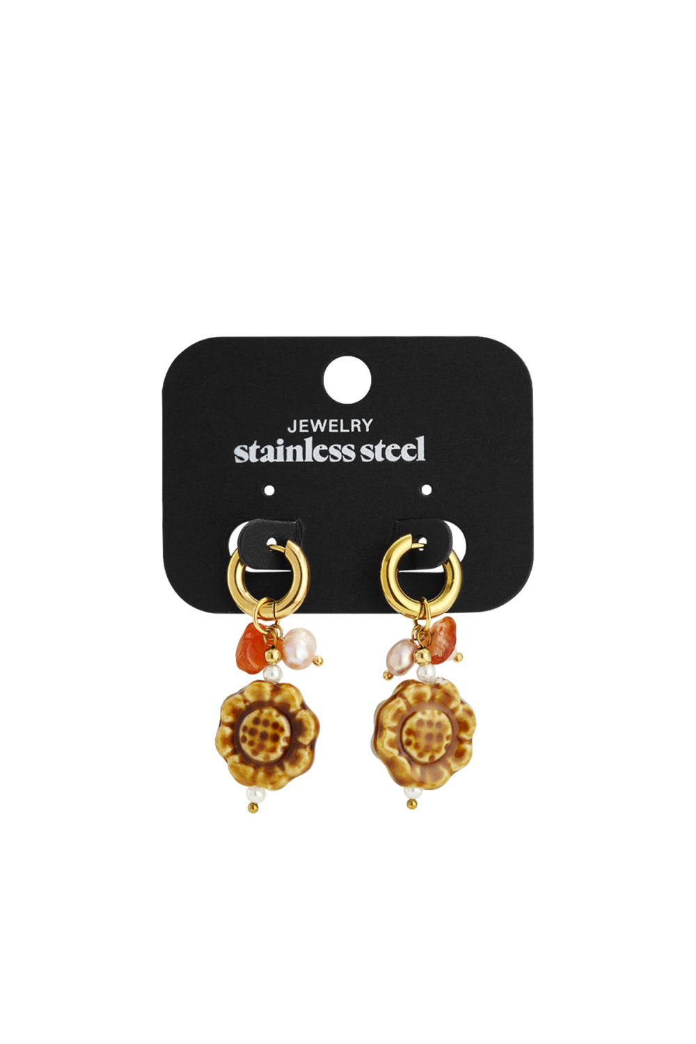 Boucles D'Oreilles Pendantes En Acier Inoxydable, Série Fleur, Décontractée, Simple Et Quotidienne, Bijoux Pour Femmes h5Image5