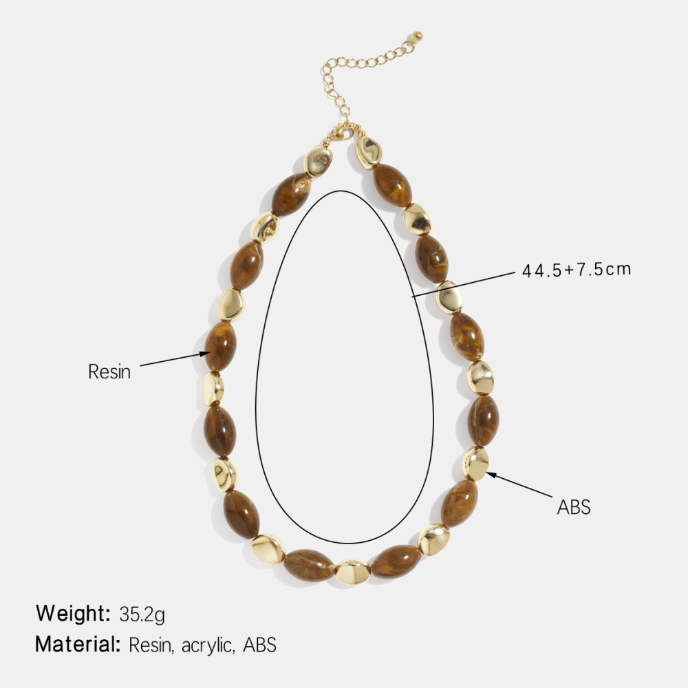 Collier De Perles En Résine De Forme Irrégulière Rétro 1 Pièce h5Image2