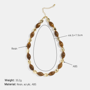 Collier De Perles En Résine De Forme Irrégulière Rétro 1 Pièce h5 Image2
