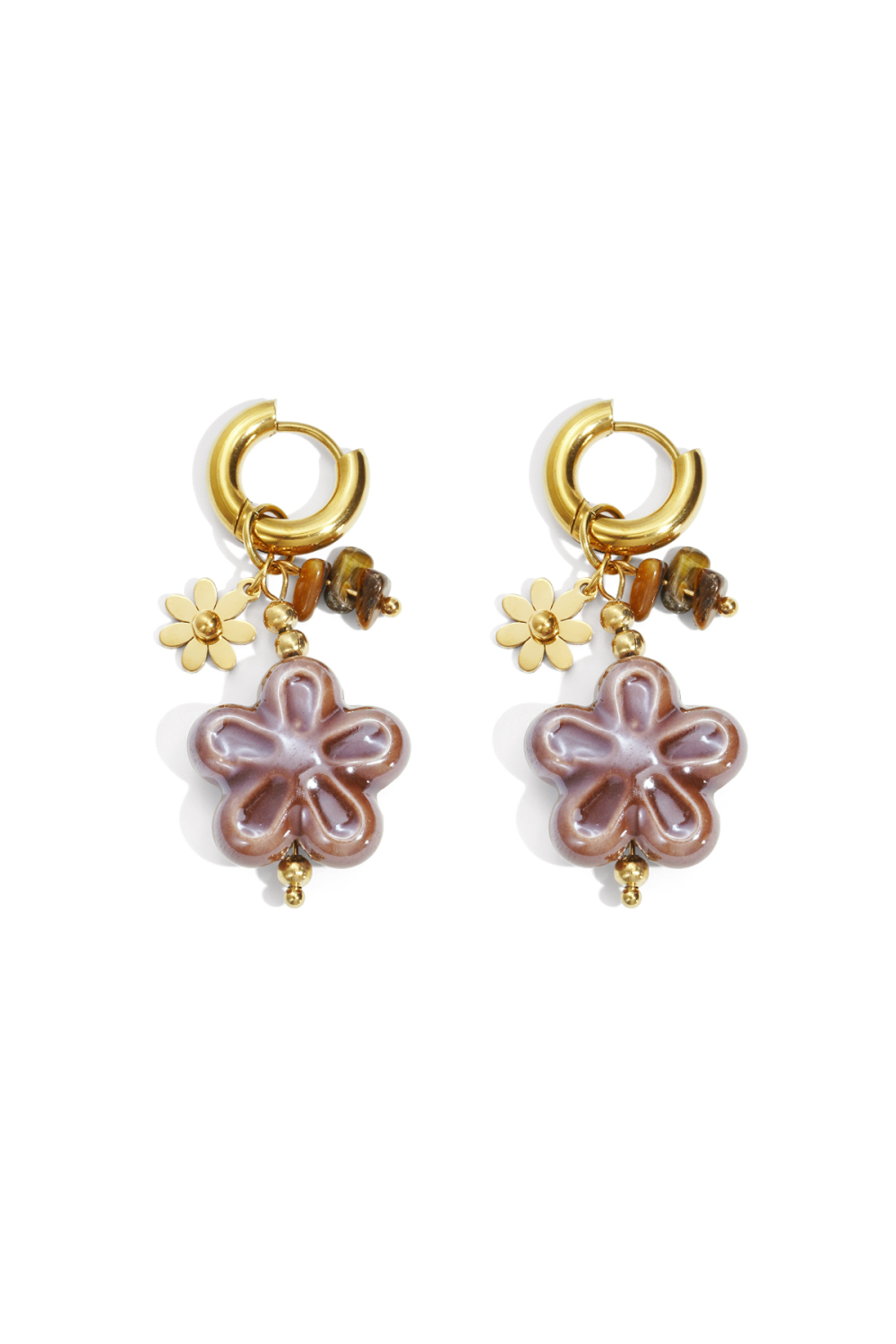 Boucles D'Oreilles Pendantes En Acier Inoxydable, Série Flower Daily Daily Simple, Bijoux Pour Femmes 